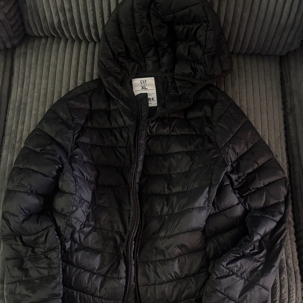 GAP Black Quilted Hooded Jacket